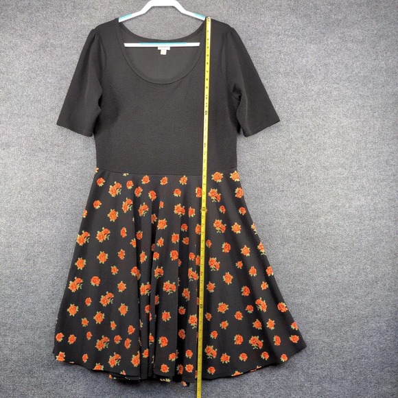 LuLaRoe Women's A-Line Dress Black 3XL Short Sleeve Floral Print Scoop Neck - Picture 11 of 12